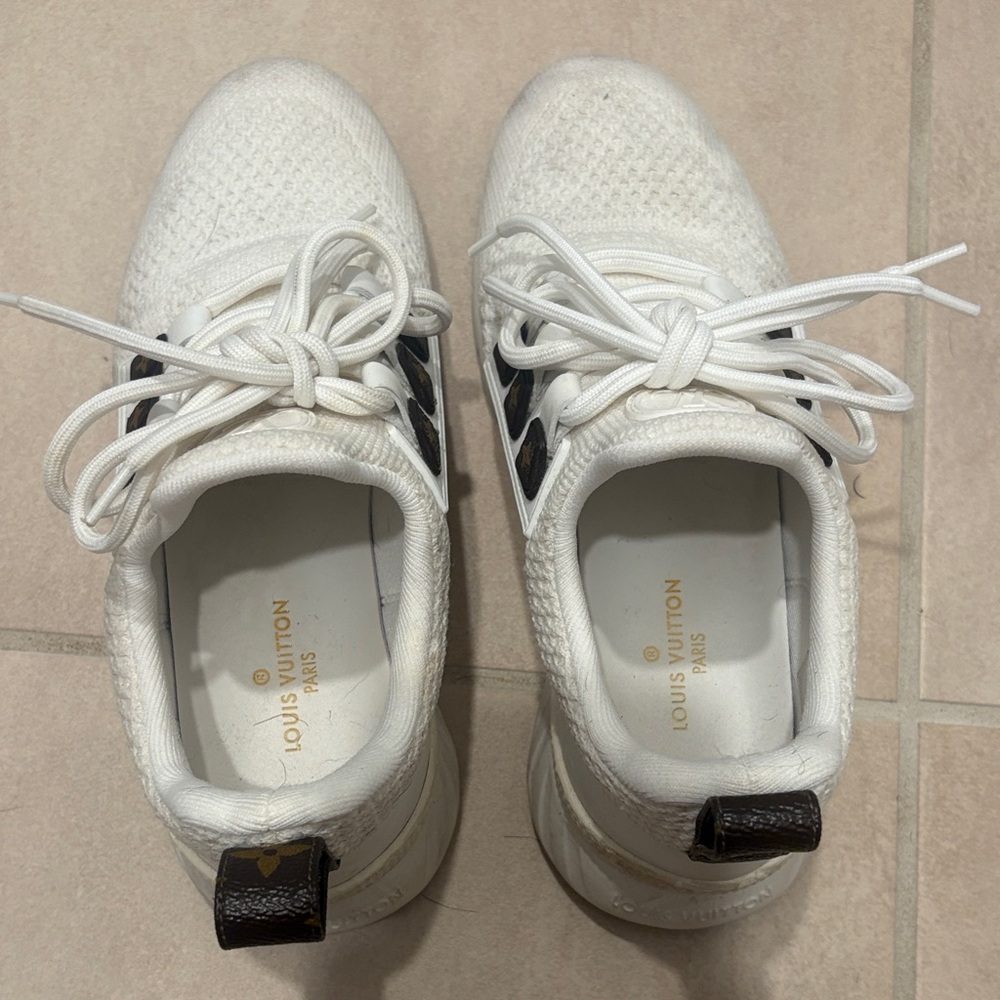 Louis Vuitton White and Black Knit Sneakers